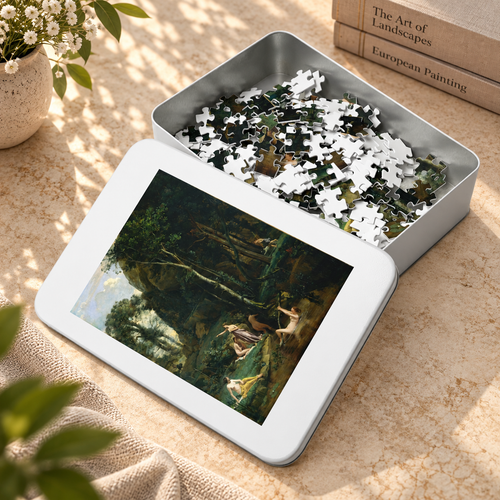 Diana and Actaeon (Diana Surprised in Her Bath) by Camille Corot, ca. 1836 — Jigsaw Puzzle, Keepsake Tin