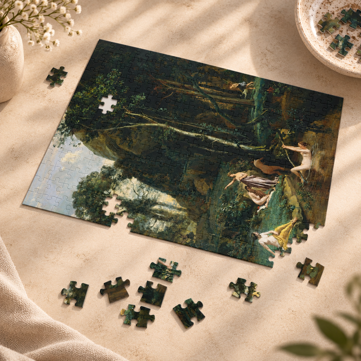 Diana and Actaeon (Diana Surprised in Her Bath) by Camille Corot, ca. 1836 — Jigsaw Puzzle, Keepsake Tin