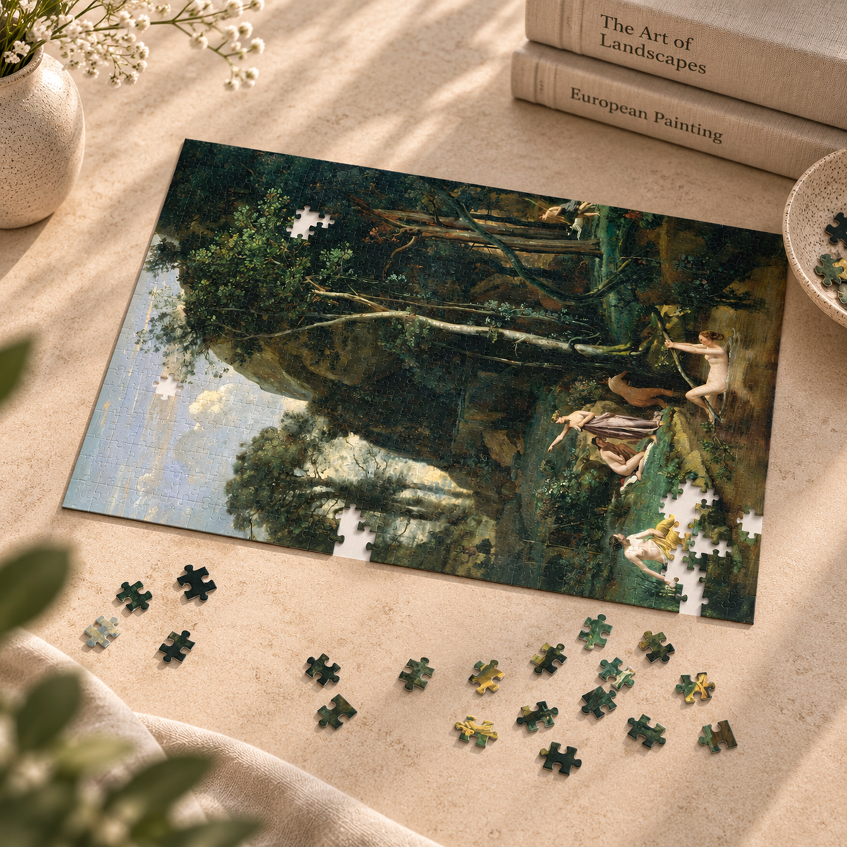 Diana and Actaeon (Diana Surprised in Her Bath) by Camille Corot, ca. 1836 — Jigsaw Puzzle, Keepsake Tin