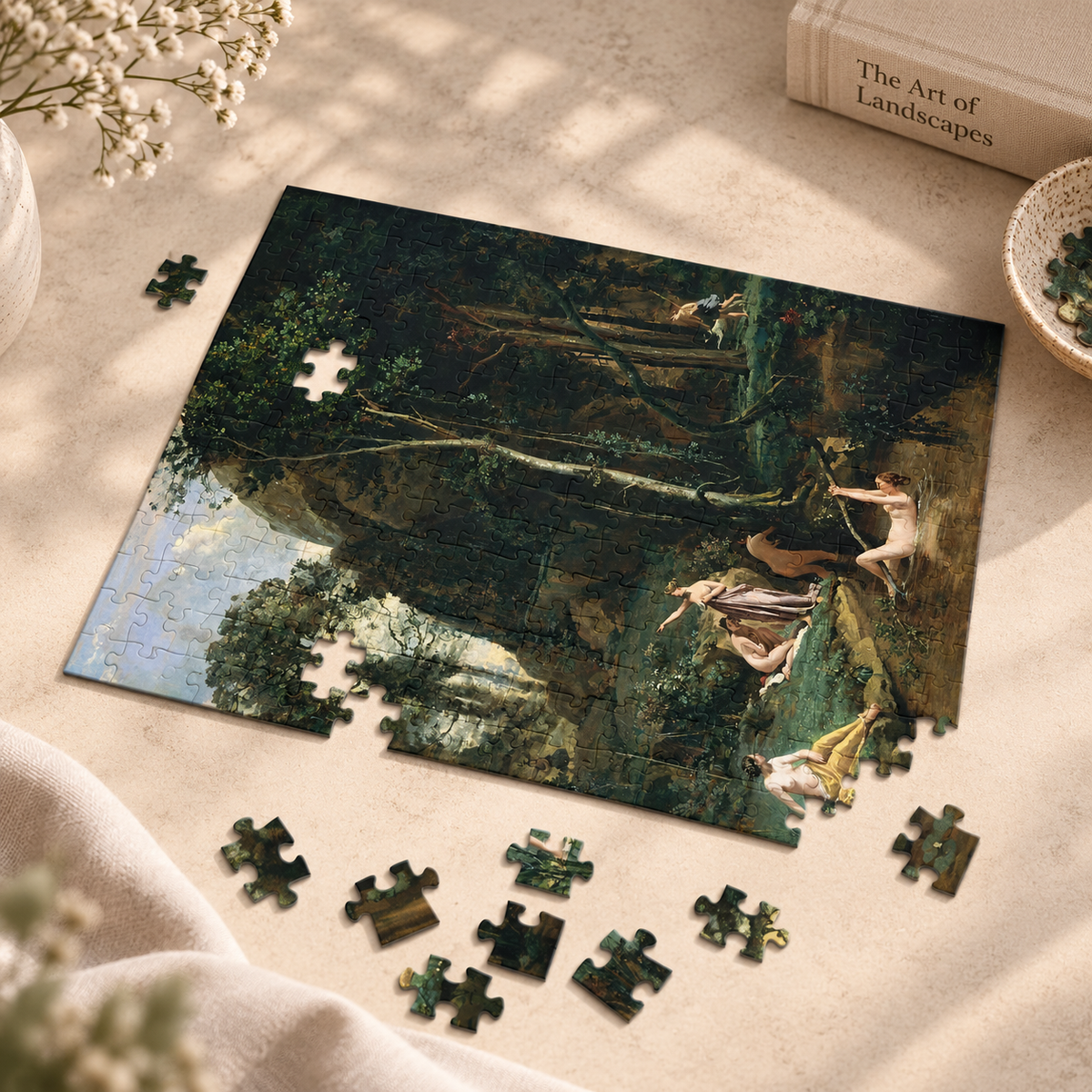 Diana and Actaeon (Diana Surprised in Her Bath) by Camille Corot, ca. 1836 — Jigsaw Puzzle, Keepsake Tin