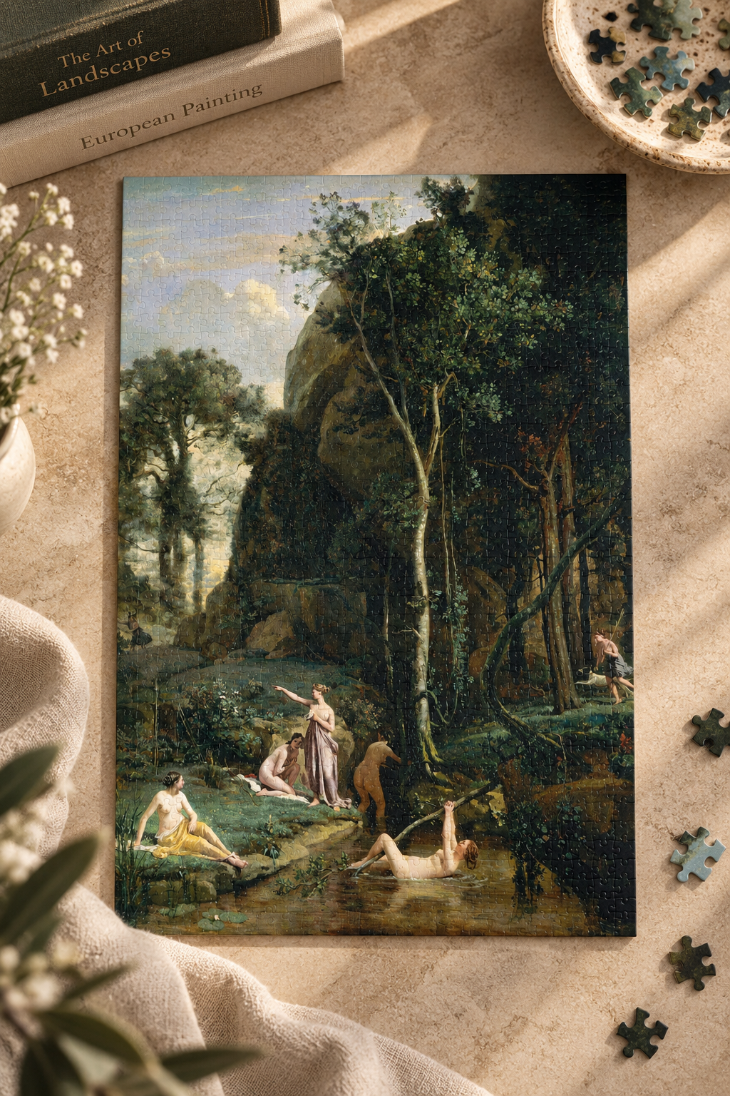 Diana and Actaeon (Diana Surprised in Her Bath) by Camille Corot, ca. 1836 — Jigsaw Puzzle, Keepsake Tin